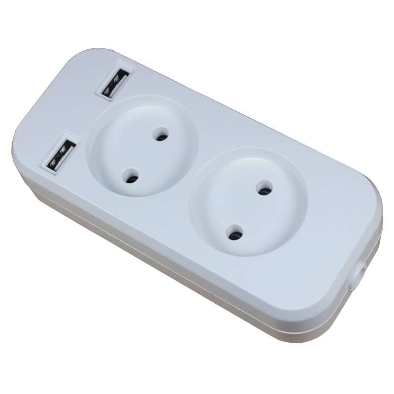 2 socket European 5V 2A USB extension socket LE-04 White color