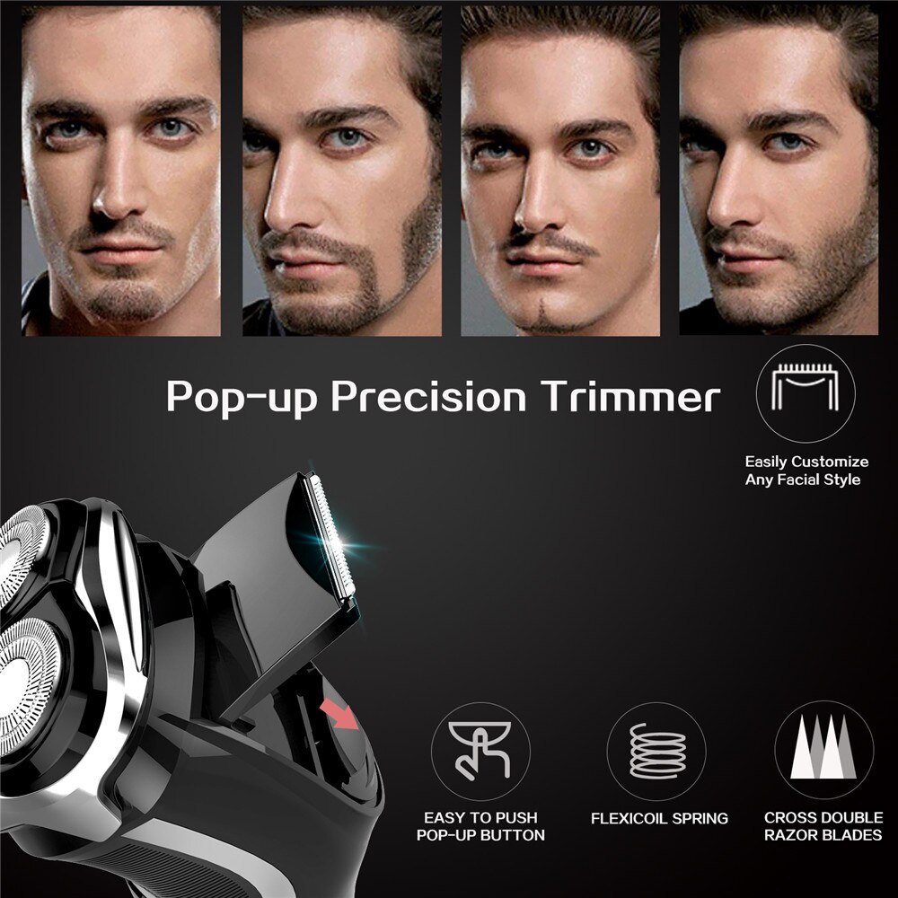 Máquina de afeitar eléctrica cara cuidado lavable Cable USB recargable Triple hoja 3D Razors afeitado eléctrico barba máquina de afeitar de los hombres