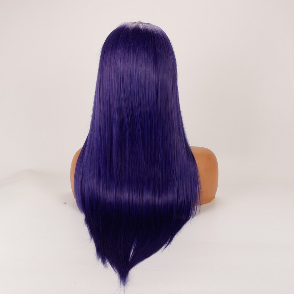 DLME Purple Blue Wig Long Straight Wigs Glueless Heat Resistant Fiber Drag Queen Synthetic Lace Front Wigs for Women Party Wig