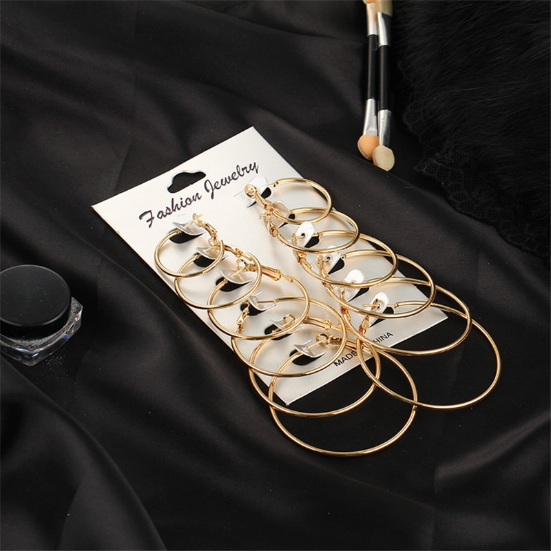 Bohemien Ohrringe Punk Hohl Runde Ohrringe Ohr Jacken Frauen Geometrische groß Band Ohr Kletterer durchbohren Schmuck Schmuckstück