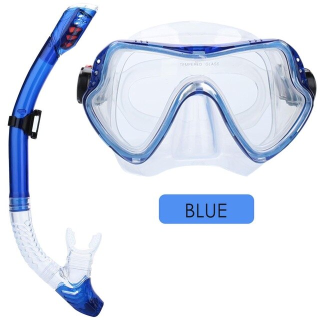 Professional Diving Mask & Snorkel Set - Anti-Fog Goggles - Easy Breath Tube - Swimming Gear