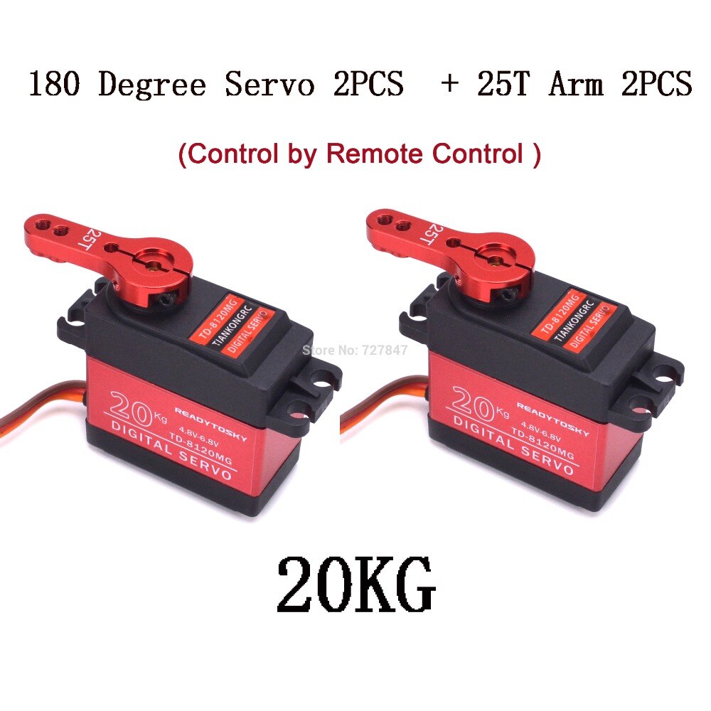 20kg TD8120MG / 25kg TD8325MG Hohe Drehmoment Kernlosen Motor- Servo Wasserdichte Digital 180 Grad Servo Kontrolle durch Fernbedienung Kontrolle: 2x20KG  2x 25T Arm