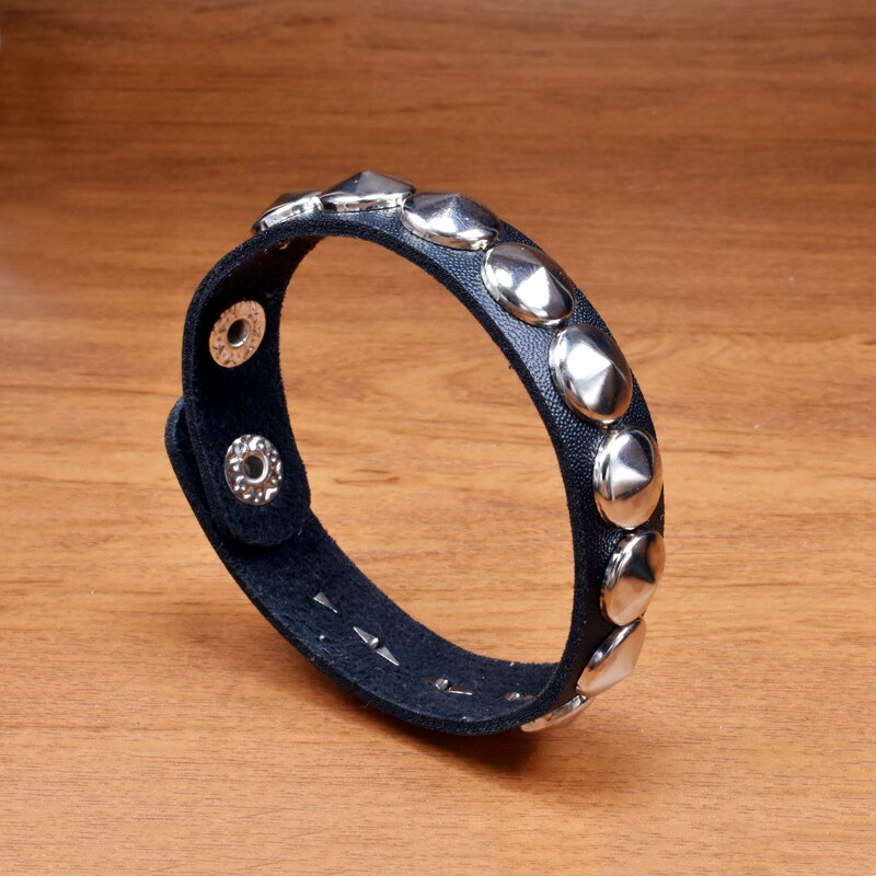 Punk Fashion Women Black Cuff Leather Bracelet Wristband Metal Rivets Stud Charm Vintage Wrap Bangle for Men Rock Gothic Jewelry