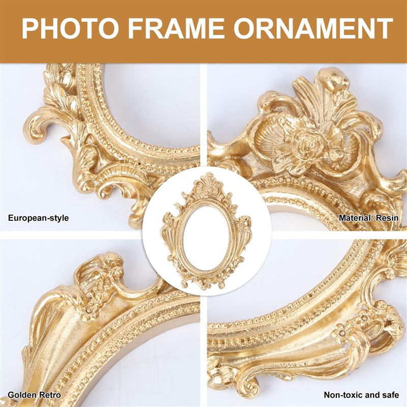 Golden Retro Photo Frame Decoration Home Photography Background Prop(Golden)