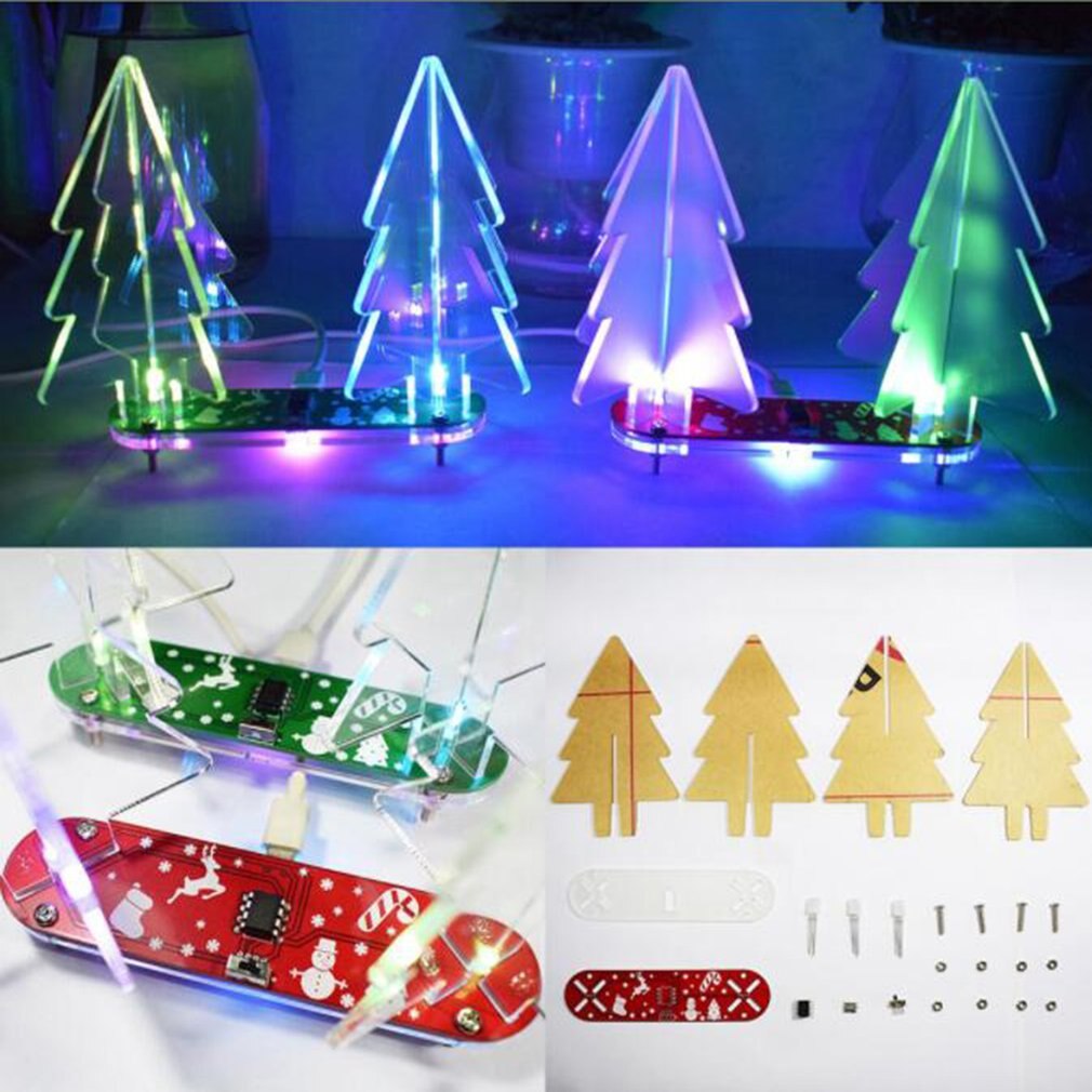Led Kerstboom E-Learning Kit Full Color Led Licht 3D Kerstboom Zeven Soorten Veranderende Effect