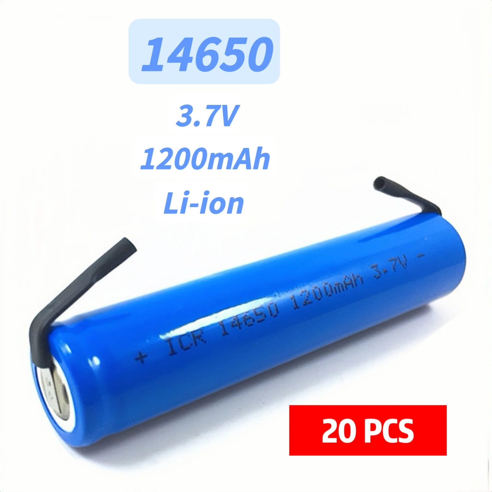 14650 battery 3.7V 1200mAh Rechargeable lithium battery with solder tabs for Speaker Flashlight Cordless screwdriver Smartwatch: Gold
