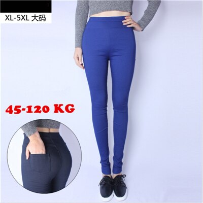 Høj stretch damebukser bomuld dame blyantbukser højtaljede bukser pantalon femme plus størrelse 5xl: Himmelblå / 5xl