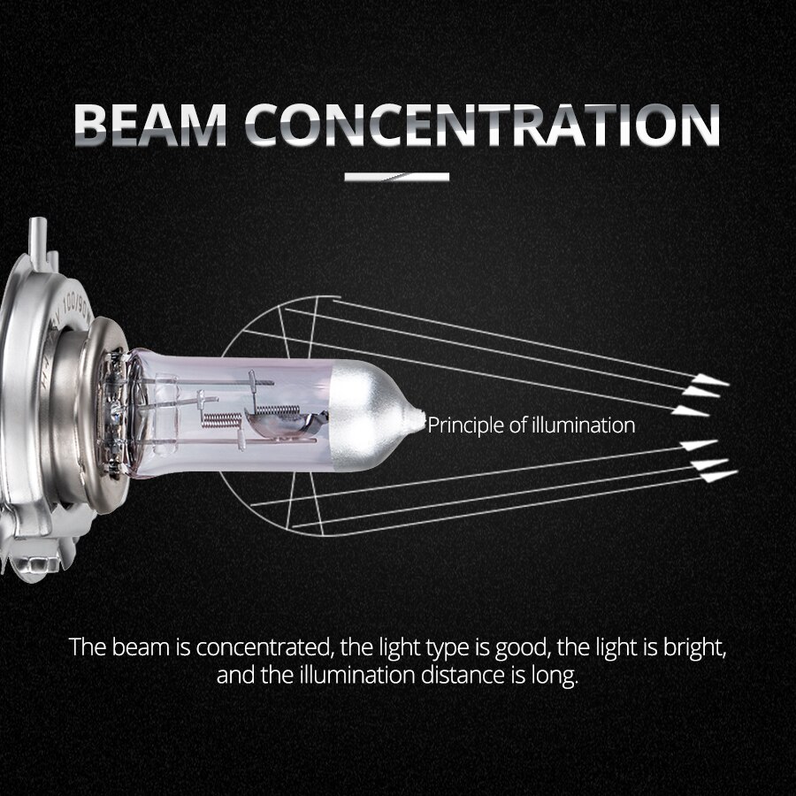 Ampoule de phare de moto halogène H4 H7 HS1 12V 55W 100W 6500K, lampe de moteur en verre de Quartz blanc