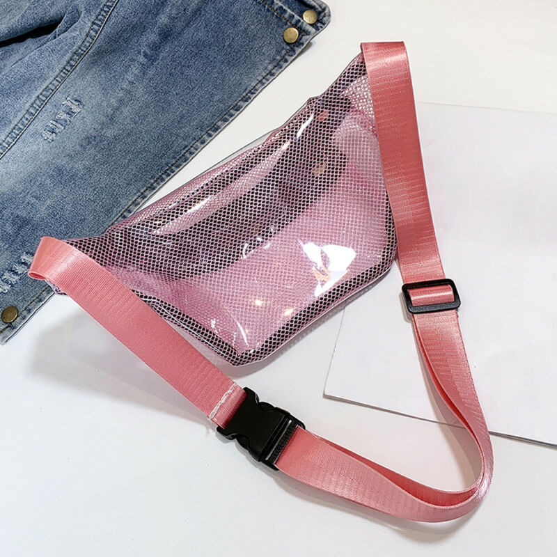 Kvinnor reser midja fanny pack transparent bälte väska påse klar rutnät pvc bälte plånbok höft bum väska bröstpåse  /bl1