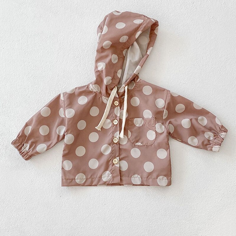 Engepapa 2022 primavera autunno Baby Love Dot stampa cappotto Cardigan a prova di sole maniche lunghe felpa con cappuccio sottile Baby Boy Girl Coat Clothes: 65011 light brown / 3T-100