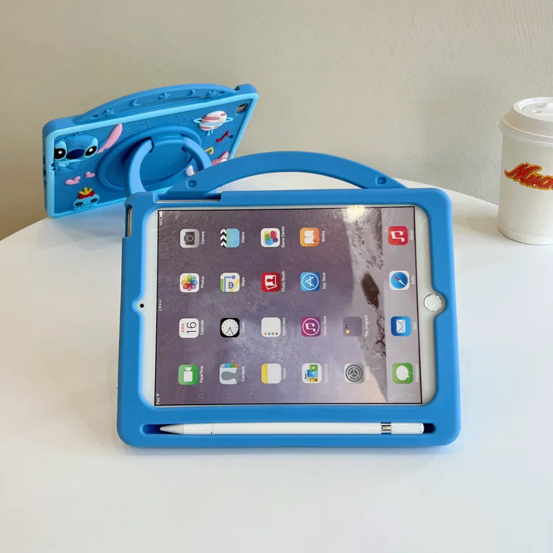 Stitch Case For IPad 8th 9th 10th Generation Air 2 3 4 5 10.9 Mini 4 5 6 Pro 11 With Pen Slot Silicone Tablet Cover