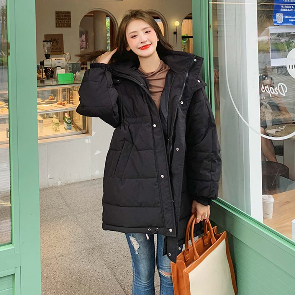 Vielleicht winterjas dames opstaande kraag oversized chique jas losse warme capuchon parka lange winterjas dames