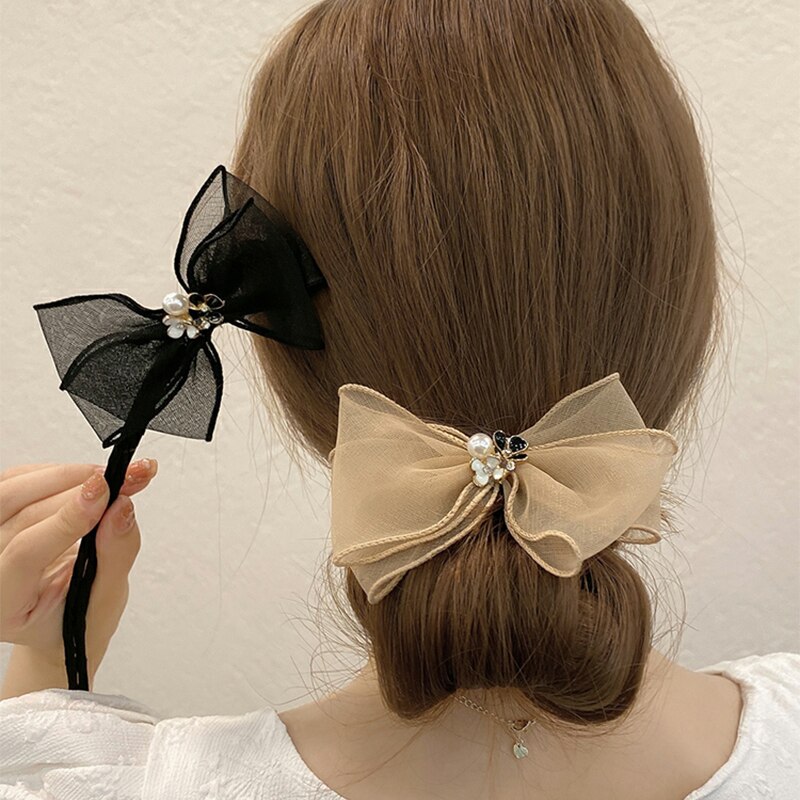 Osłona w stylu Vintage perła szpilka kok fryzura włosy kij kobiety elegancka ozdoba do włosów Scrunchies kwiatowa do włosów ekspres narzędzia akcesoria do włosów