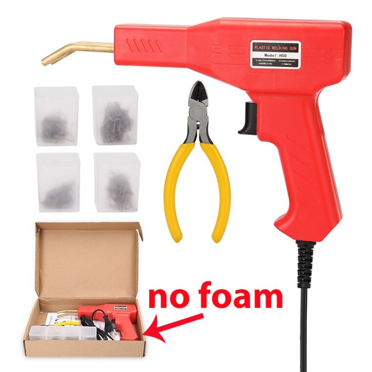 50W Plastic Welders Welding Equipment Car Bumper Repair Stapler Garage Tools Staplers Machine PVC Plastic Repairing Tool: UK plug / Red2 no foam