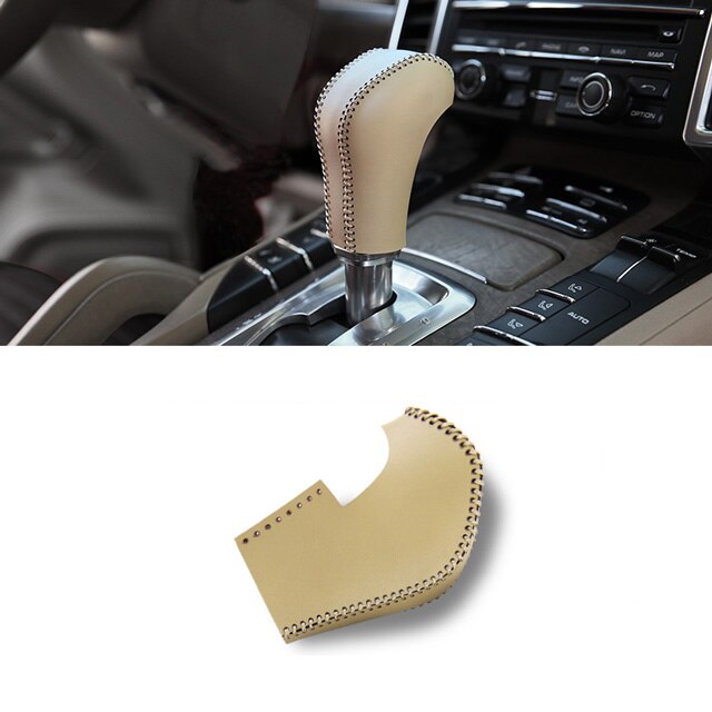 Automobile Leather Gear Headgear Handle Head Protective Cover For Porsche Cayenne Car