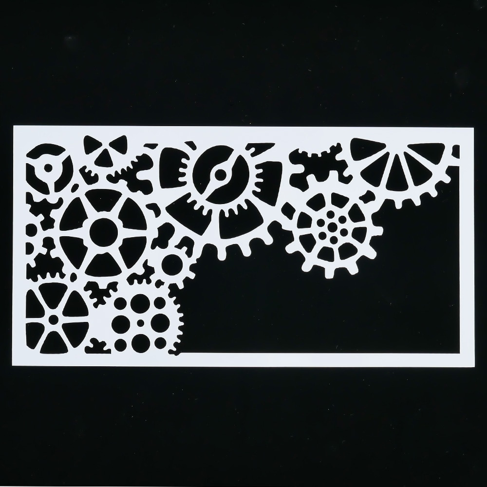Pochoir réutilisable, engrenage, peinture aérographe, Art décoration bricolage, Album scrapbooking, artisanat