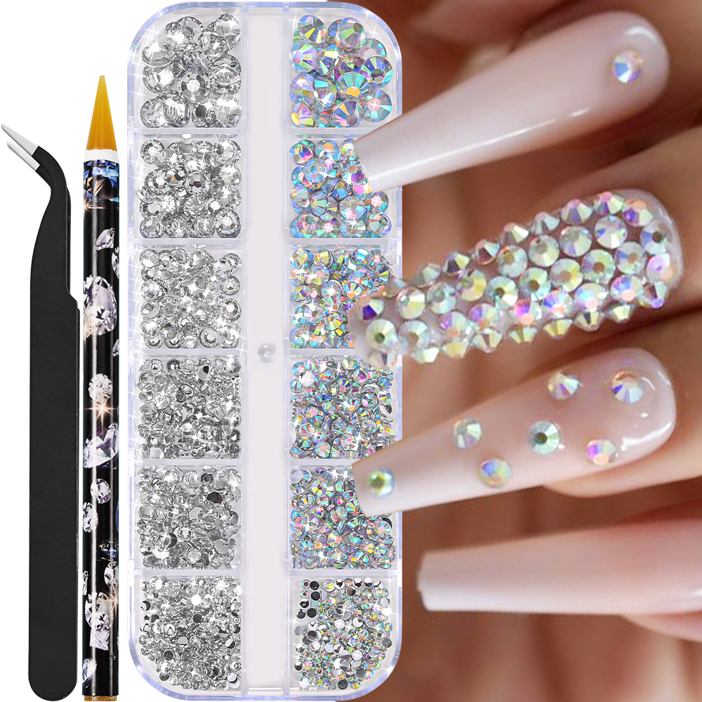 Perles demi-rondes à 12 grilles, breloques 3D pour ongles, 1.5/2/2.5/3/4/5mm, perles blanches à dos plat, bijoux pour ongles, artisanat des ongles, strass: Beige
