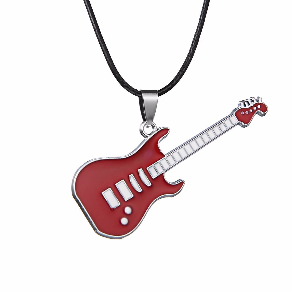 6 Designs Pendant Chains Accessories Music Jewelry instruments Choker Stainless Steel Guitar Necklaces punk rock Necklace