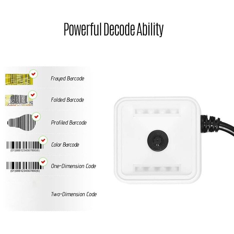 EP7000 Mini 1D/2D/QR Barcode Scanner CMOS Ie Module for Access Control Office Electronic Scanners RS232 EU Plug