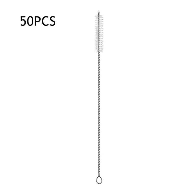 50 stuks 12mm drinkrietjes herbruikbare metalen rietjesset scherpe bubble tea rietjes 304 roestvrijstalen parel milkshake dikke rietjes buis: Reinigingsborstel