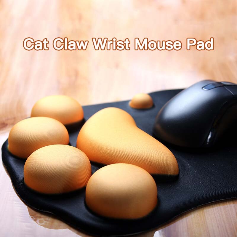 3D gioco topo pad in silicone Zampa di Gatto Zerbino di Resto di Polso di Gomma Piuma di Memoria comfort Mousepad Del Fumetto Zampa di Gatto Del silicone anti-Antiscivolo Ergonomico