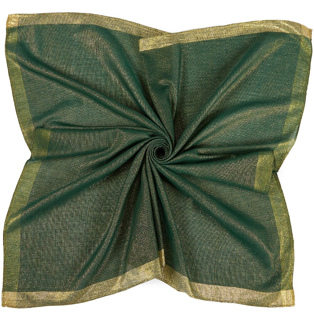 Foulard carré uni avec bordure en Lurex doré pour femme, châle léger, 90x90 cm: 8