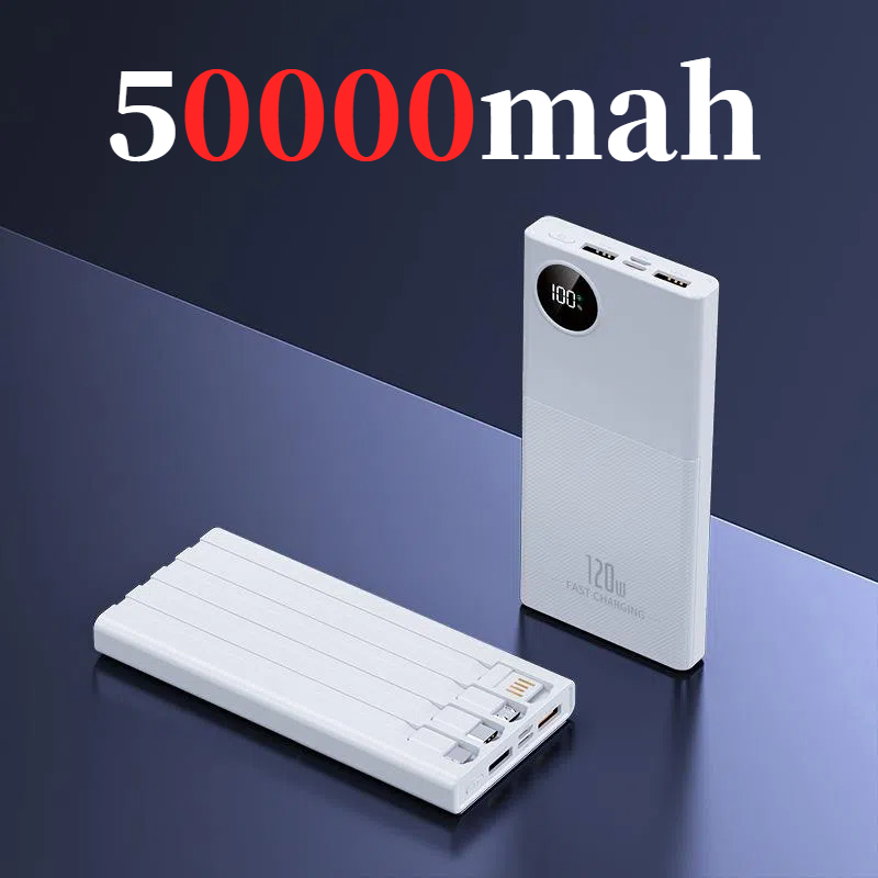 ONEPLUS 200000mAh Power Bank 120W Super Fast Charge Portable Charger Built in Cables LED Digital Display For iPhone Xiaomi IOS: Gold