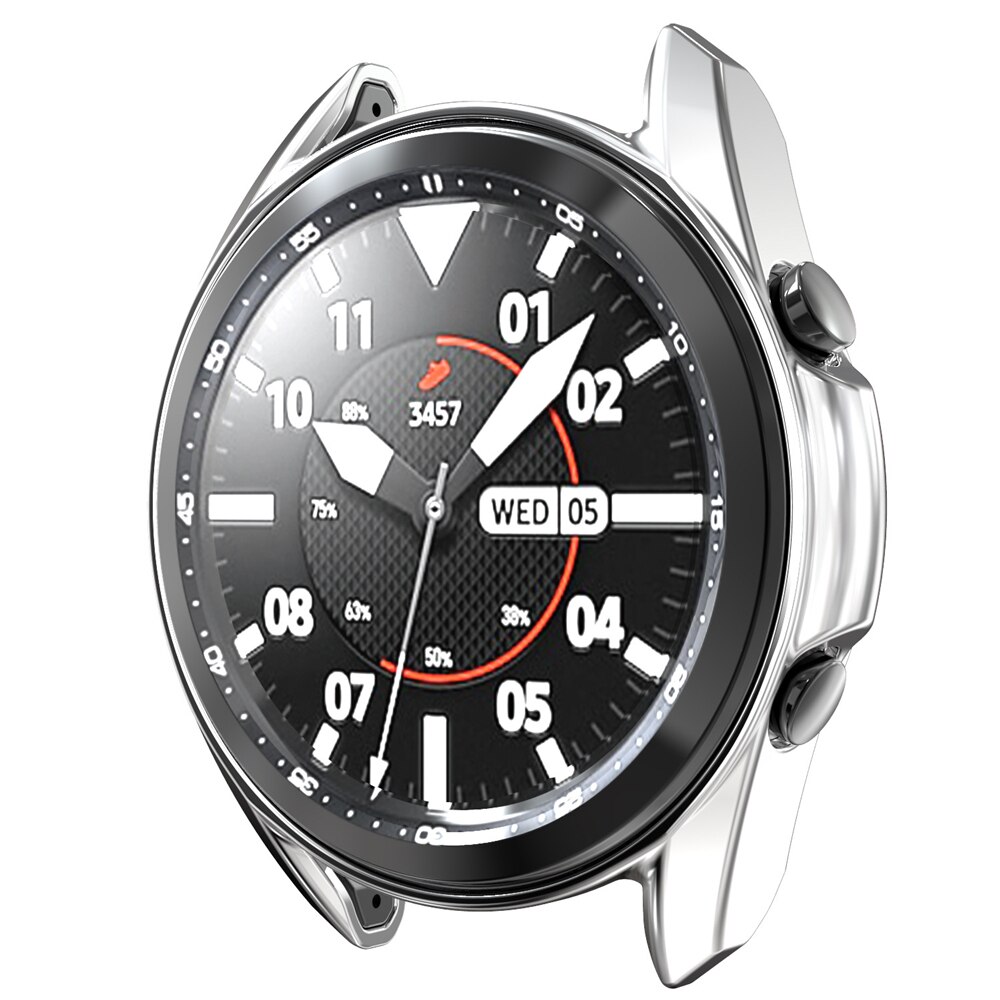 Hoesjes voor galaxy watch 3 45mm 41mm hoesje zacht tpu geplateerd hoesje voor samsung galaxy watch 41mm 45mm hoesje beschermende bumper shell: Zilver / Kijk 3 41mm