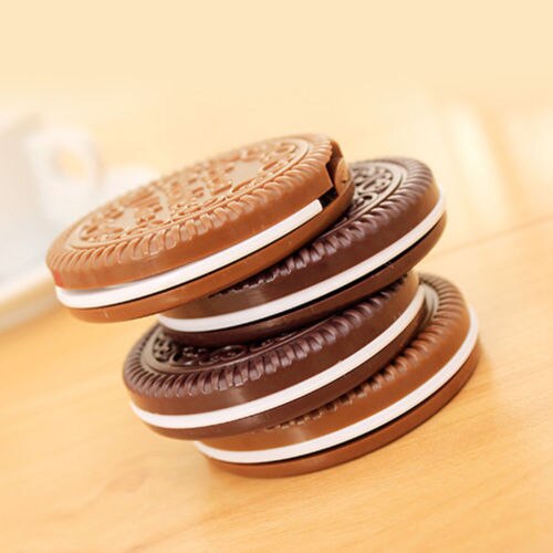 Mini pocket choklad kaka kex kompakt spegel med kam makeup