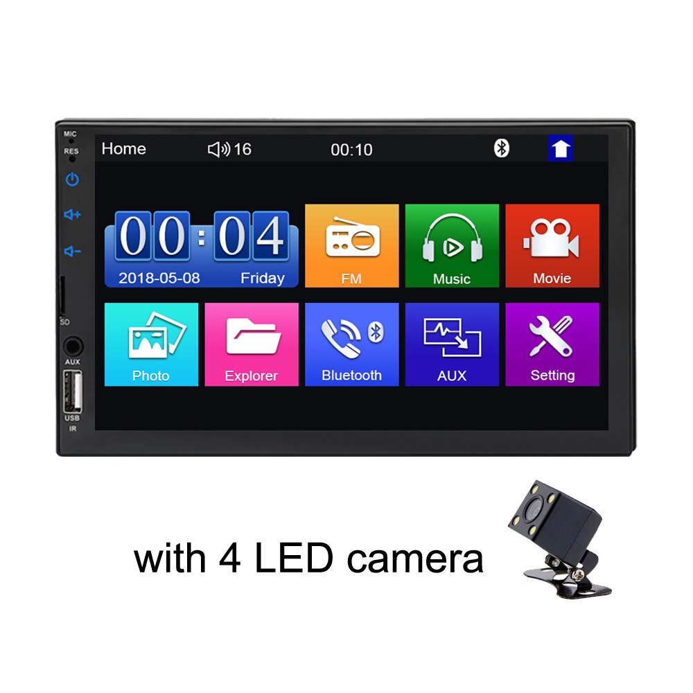 2 Din Capacitance Touch Screen Car MP5 Player with Bluetooth FM Radio Receiver Support Rear Camera external microphone radio: optional 2