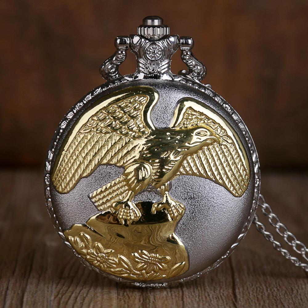 Steampunk Goud Zilver Eagle Quartz Zakhorloge Analoge Hanger Ketting Ketting Horloge Zakhorloge Voor Mannen Vrouwen Horloge Fob Horloge