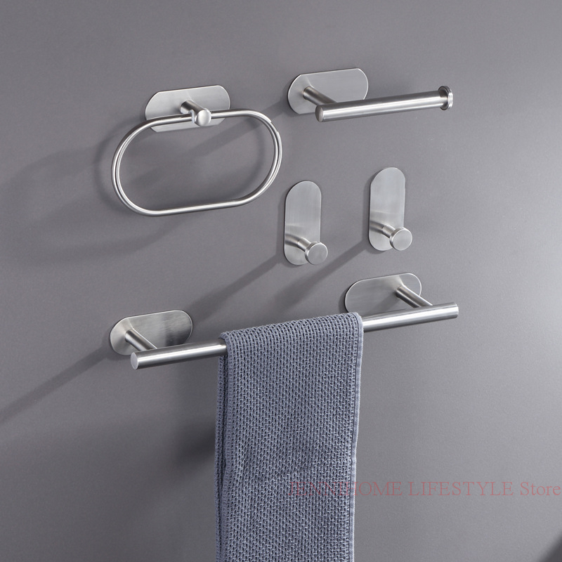 Lijm Wc Papierrolhouder Organizer Wall Mount Zwart Opslag Stand Keuken Badkamer Tissue Handdoek Dispenser Roestvrij