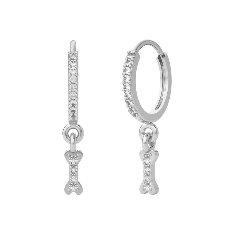 S925 Sterling Zilveren Sleutel Liefde Opknoping Hoop Earring Voor Vrouwen Meisjes Zirkoon Huggie Oorbellen Pendientes Brincos Bruiloft Jewerly: Silver color-2