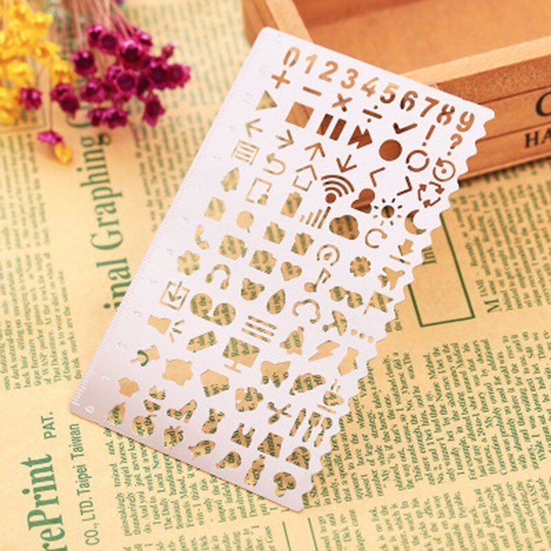 Cute Phone Hollow Metal Ruler Craft Dies Graffiti Drawing Template Ruler Scrapbooking Dies Metal Spellbinders: Number