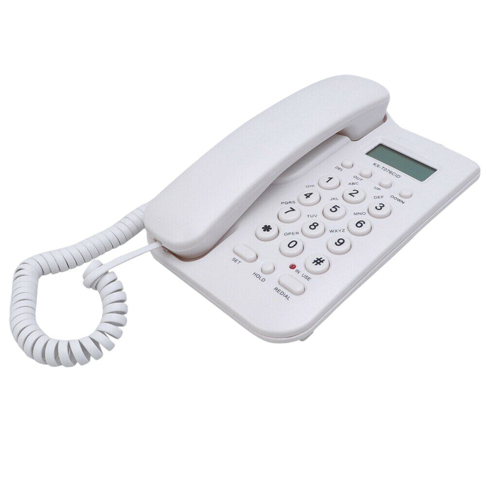 Home Office Business Cordless For Elderly Wireless Call English ID Display Intercom Landline Telephone Wall Mount Desktop Hotel: WHITE