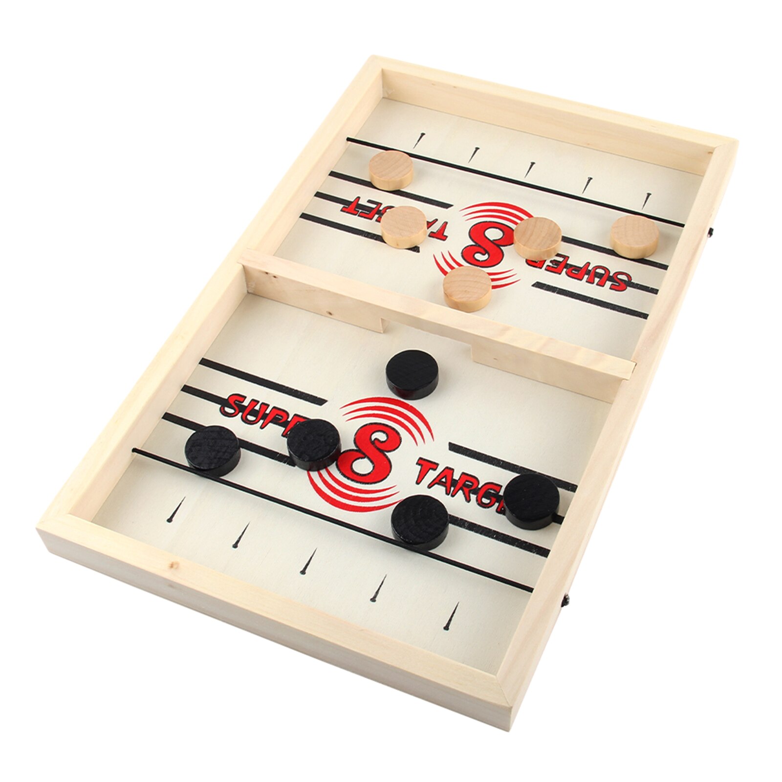 HOLZ TISCH 2 in 1 Schlinge PUCK SPIEL BRETTSPIEL FAMILIE HAUSE Sport SPIELZEUG