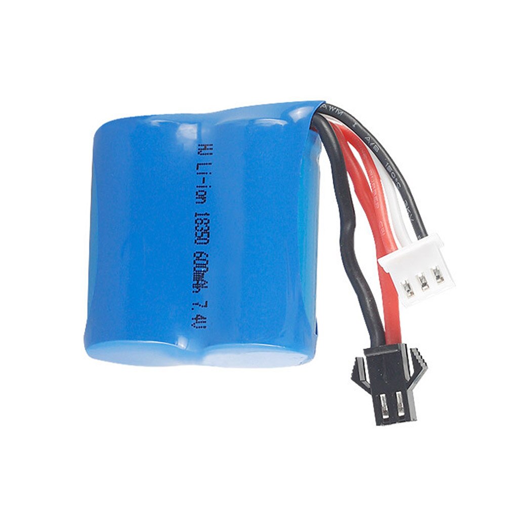 Batterie Li-ion 7.4V, 600mAh, 18350 pour télécommande à grande vitesse, pour bateaux, 7.4V, prise SM/JST/EL-2P