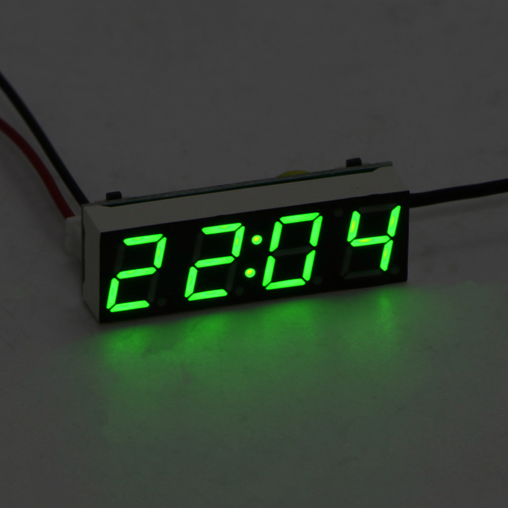 Auto Elektrische Klok Digitale Timer Led Temperatuur Auto Vervangende Onderdelen Thermometer Voltmeter Led Display Groen Blauw Rood Licht