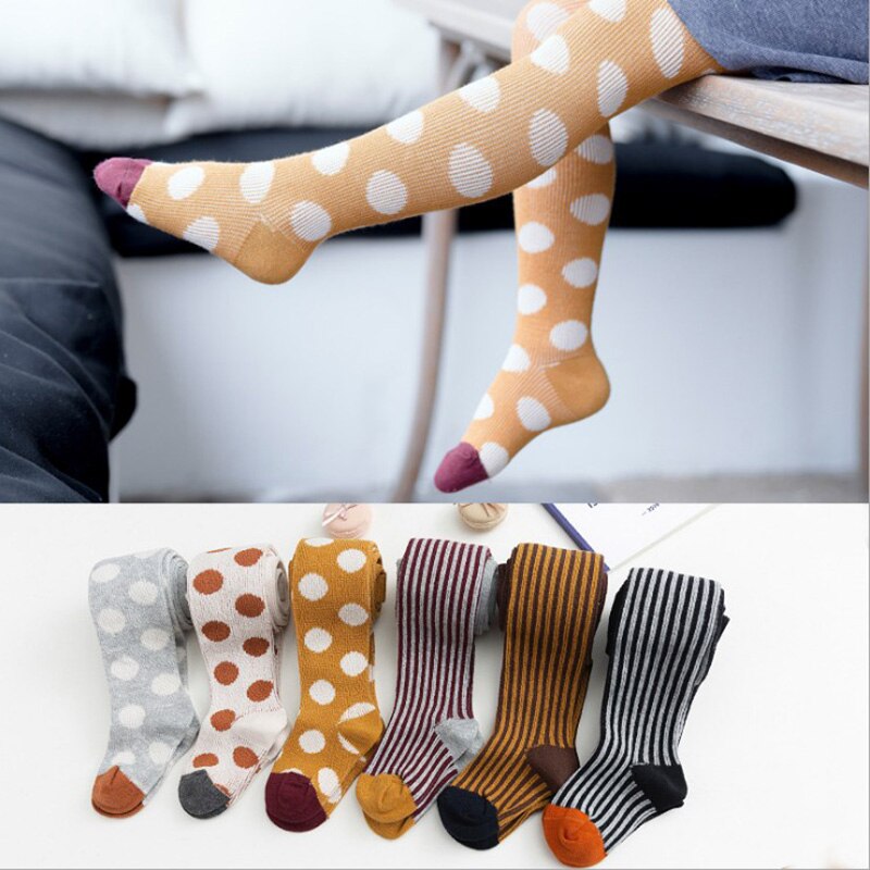 Girls Baby Soft Tights Baby Girl striped Tights Children cute Stocking girls pantyhose wiht dots kids clothing