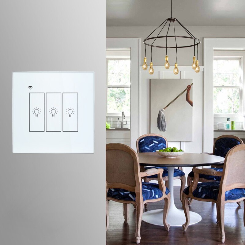 Tuya EU WiFi Smart Switch EU 220V 1/2/3 Gang Wall Light Button Light Switches Work with Alexa Google Home