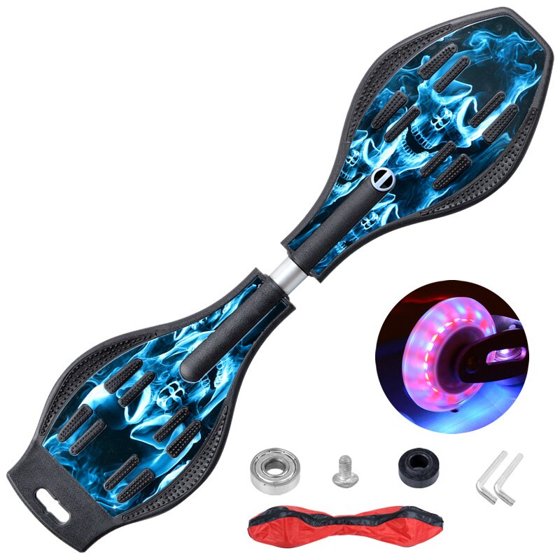 Snake board-ruedas intermitentes para adultos, 88cm, 35 pulgadas, para principiantes, deslizantes al aire libre, 2 ruedas, de aleación de aluminio: A8 flash wheels