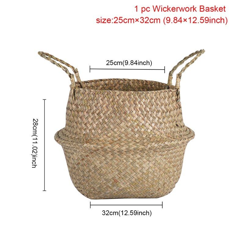 Cesta de cestería de ratán para plantas colgantes, maceta para plantar flores, Cesta para la colada, Mimbre para jardín casero decorativo: L