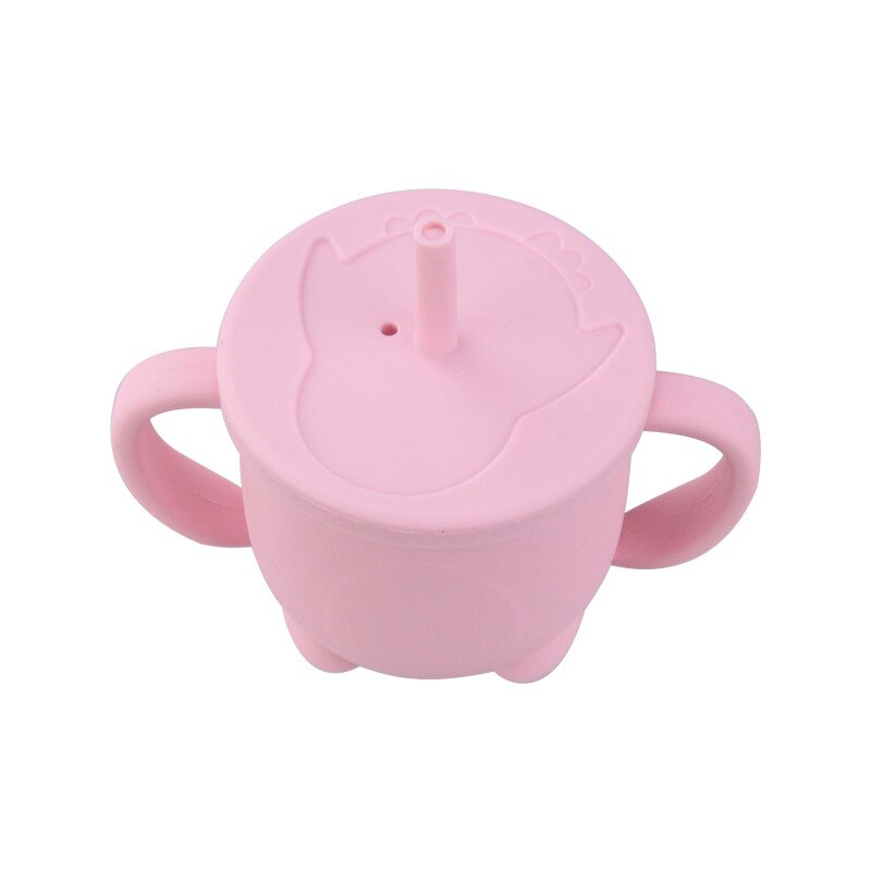 Siliconen Kinderen Stro Cups Baby Leren Om Kopjes Kinderen Lekvrije En -Proof Cups: Pink