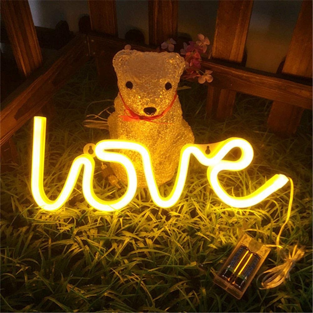 Led Neon Light Teken Liefde Shaped Wedding Party Decoratie Neon Lamp Valentijnsdag Anniversary Home Decor Night Lamp Gif
