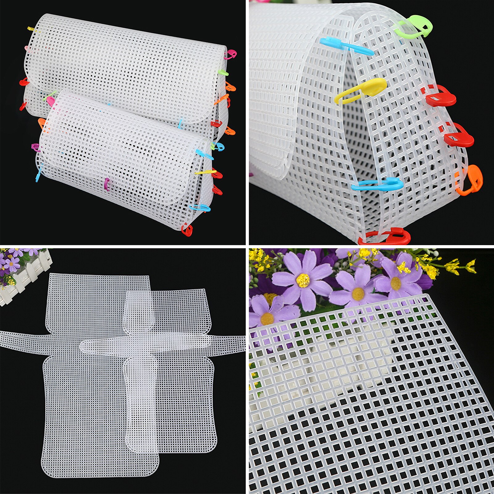 Plastic Mesh Cloth For Bag Making DIY Handcraft Bags Weaving Material Latch Hook Bags Made Plastic Grid Hook Crafts Accessories