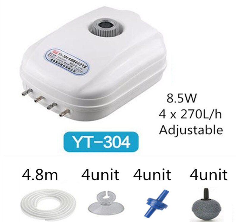 110-240V Ultra Leise Luftpumpe Für Aquarium Aquarium Doppel Outlets Sauerstoff Pumpe Einstellbare Langlebige Pumpe Schwarz körper Hohe Qualit: YT-304 A SET / 220-240v 50hz