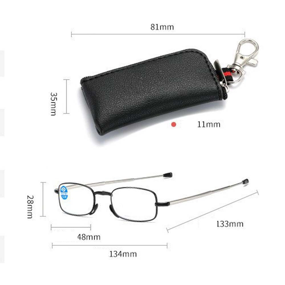 Draagbare Vouwen Leesbril Met Opslag Vrouwen Mannen Blauw Licht Blokkeren Verziend Brillen Vergrootglas Eyewear Sleutelhanger