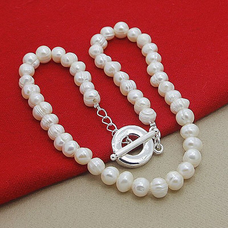 Vrouwen 925 Zilveren Kettingen Vier Kleur Parel Kettingen Vrouwelijke Bruiloft Sieraden: White