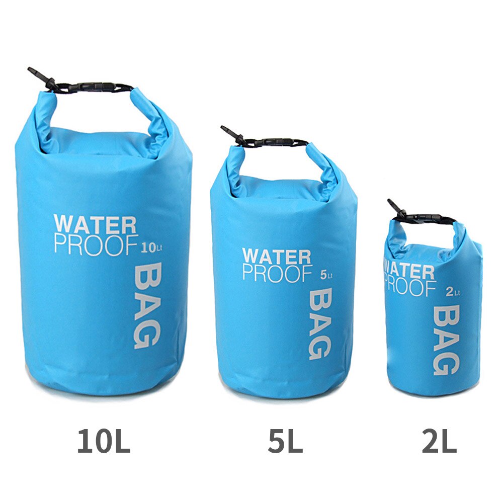 Bolsa sellada de tela impermeable de 2/5/10L para kayak, almacenamiento de Río, Camping, deriva, bolsas de natación, bolsa de Rafting de PVC, bolsa seca