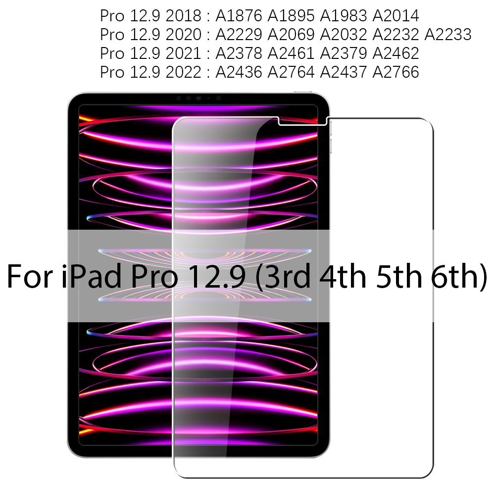 Protector de pantalla de vidrio templado para IPad Pro 12,9 12 9 11 13 pulgadas 2024 Air 4 5 10th 7th 8th 9th Generación 10,2 Mini 6 9,7 película: Negro